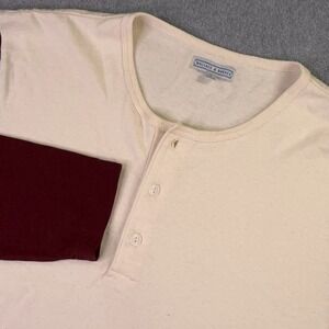 NEW Wallace & Barnes Shirt Mens Small Cream/Red Henley J Crew Casual Oarsman